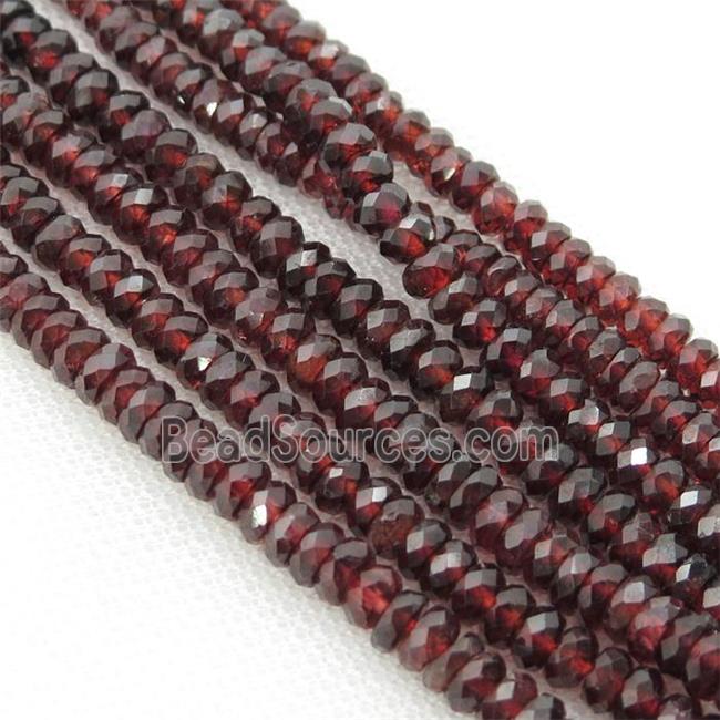 Red Garnet Beads, faceted rondelle