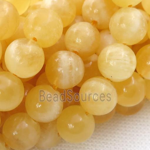 Yellow Calcite Beads Round Smooth