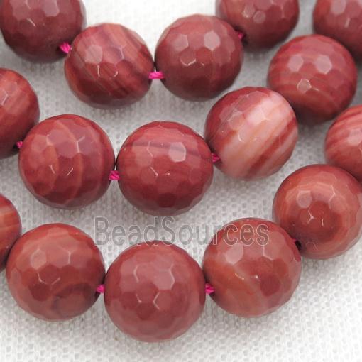 red Brazilian Rhodonite Beads, faceted round