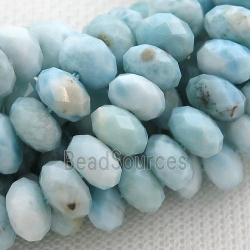 Natural Larimar Beads Faceted Rondelle Blue