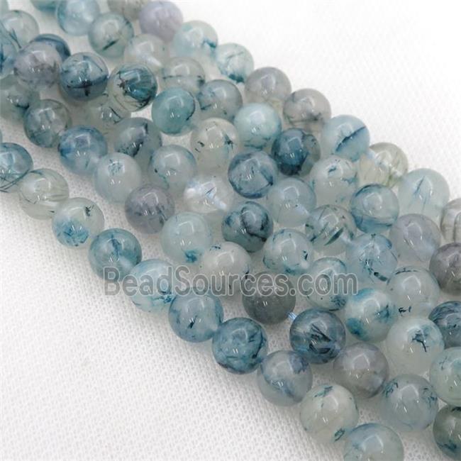 blue Rutilated Quartz Beads, round