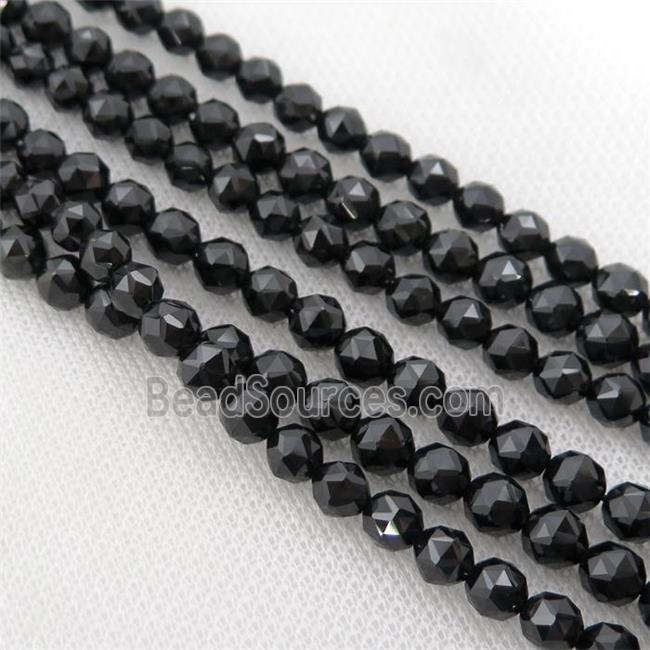 Black Spinel Beads, faceted round