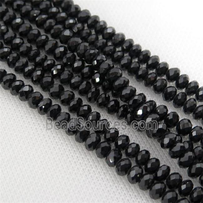 Black Spinel Beads, faceted rondelle