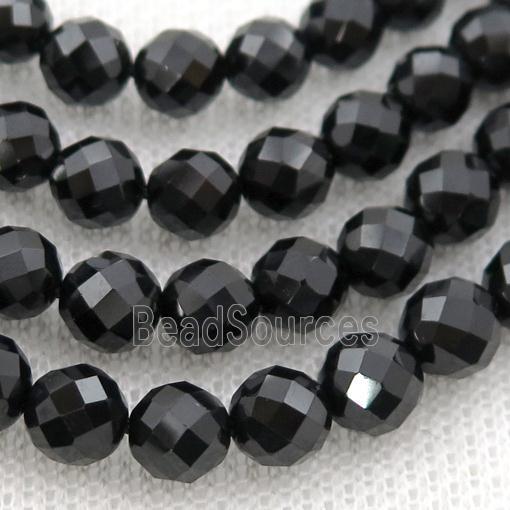 black Spinel Beads, faceted round