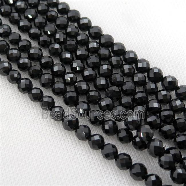 black Spinel Beads, faceted round