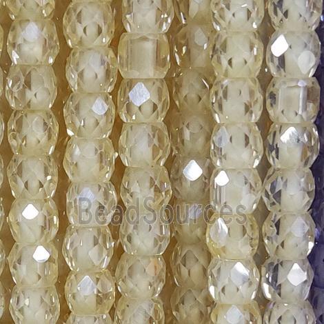 beige Cubic Zircon Beads, faceted rondelle