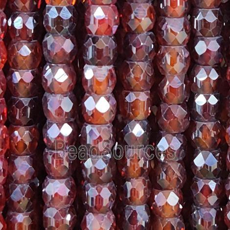 deep red Cubic Zircon Beads, faceted rondelle