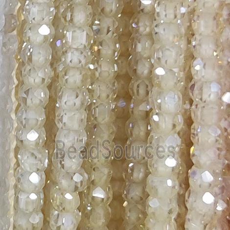 beige Cubic Zircon Beads, faceted rondelle