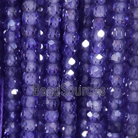 purple Cubic Zircon Beads, faceted rondelle