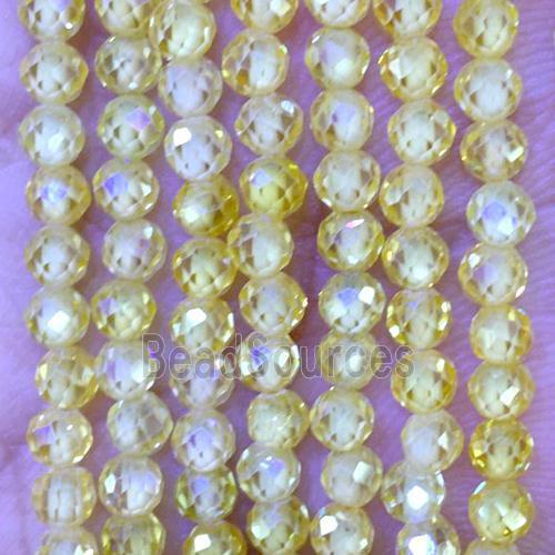 yellow Cubic Zircon Beads, faceted rondelle