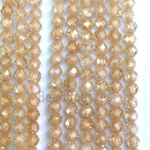 champagne Cubic Zircon Beads, faceted round