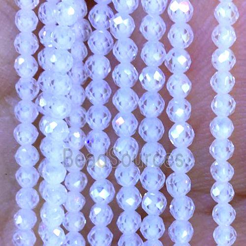 white Cubic Zircon Beads, faceted round