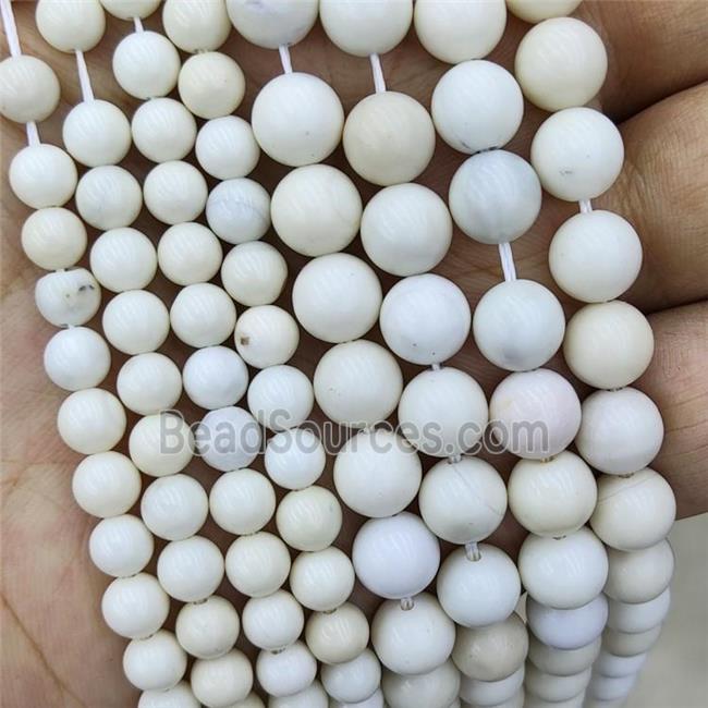 White Ivory Jasper Beads Smooth Round