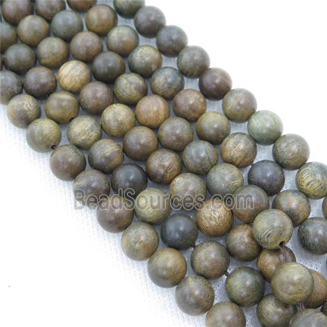 natural Wood Beads, green, round