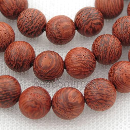 natural Wood Beads, red, round