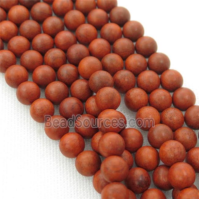 natural Wood Beads, red, round