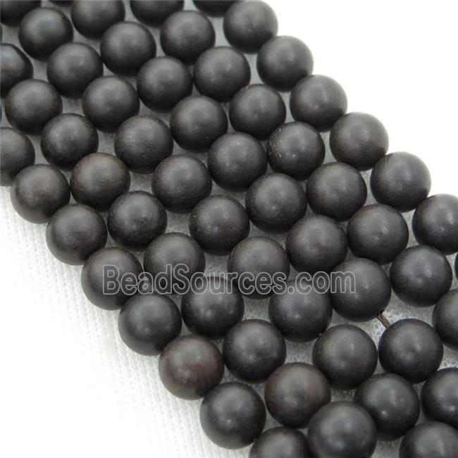 natural Wood Beads, black, round