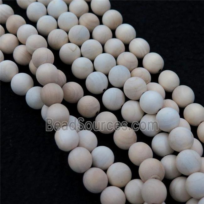 natural Wood Beads, white, round