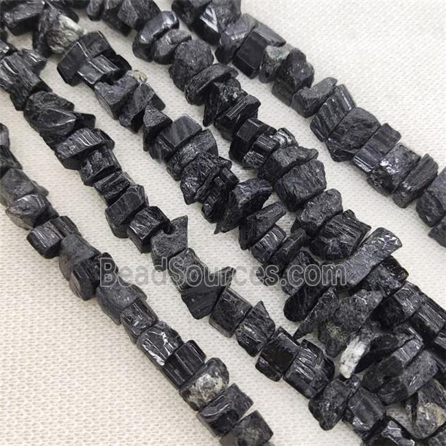 black Tourmaline beads, freeform