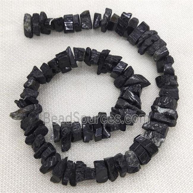 black Tourmaline beads, freeform