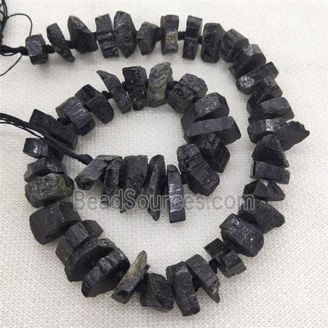 black Tourmaline beads, freeform