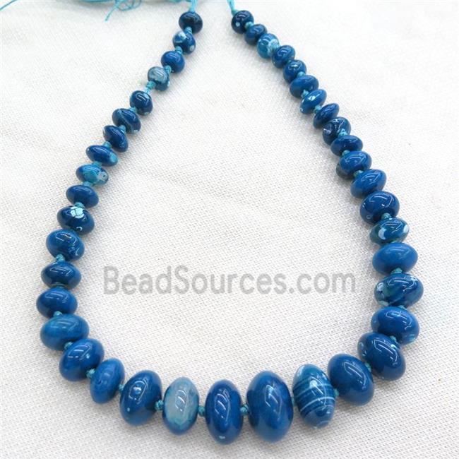 blue Agate graduated beads, rondelle, dye