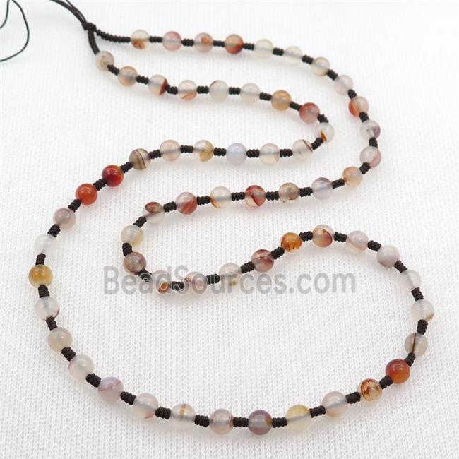 Agate Necklace Chain, knot, dye, round