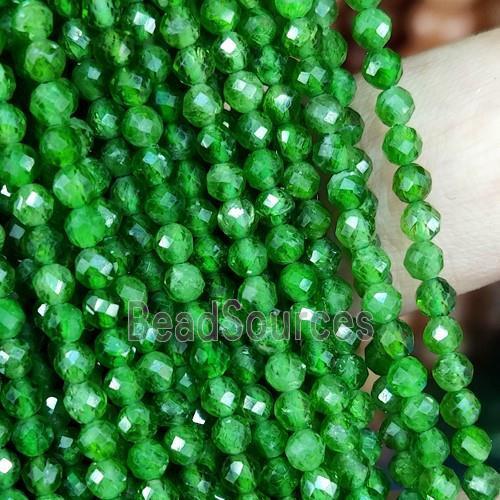 green Diopside Beads, faceted round