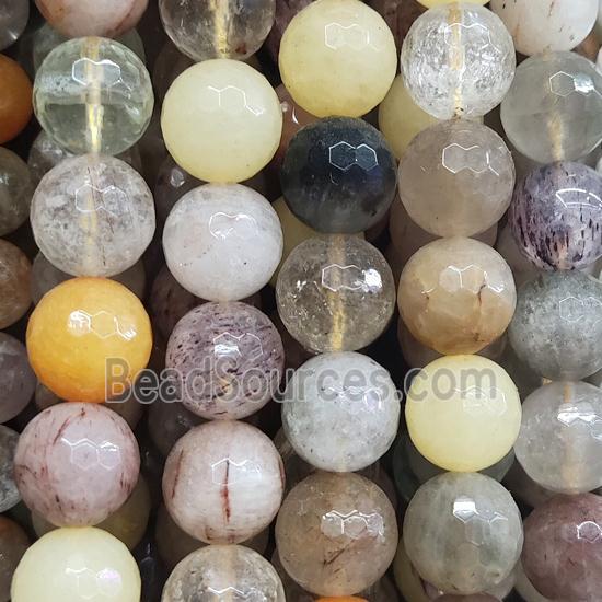 faceted round Rutilated Quartz Beads, mixed