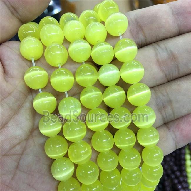 yellow round Cats Eye Stone Beads