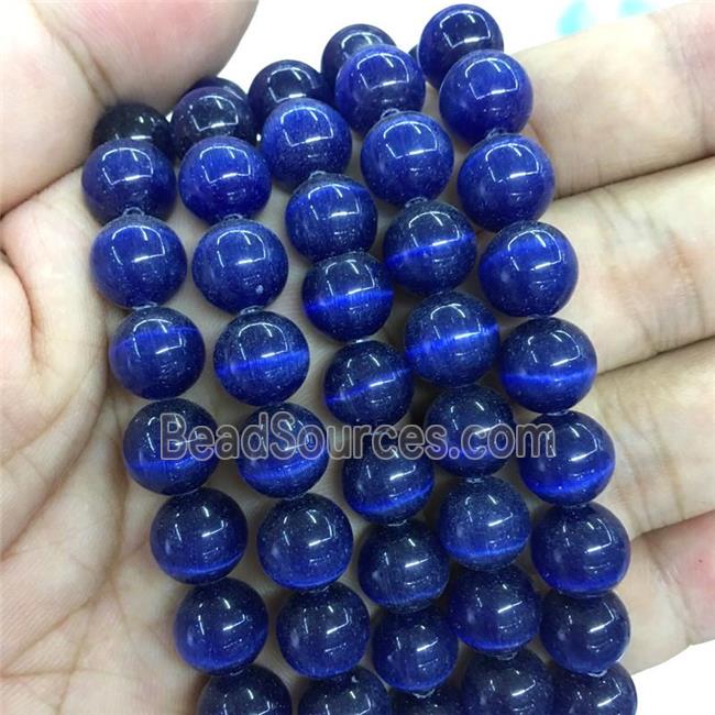 darkblue round Cats Eye Stone Beads