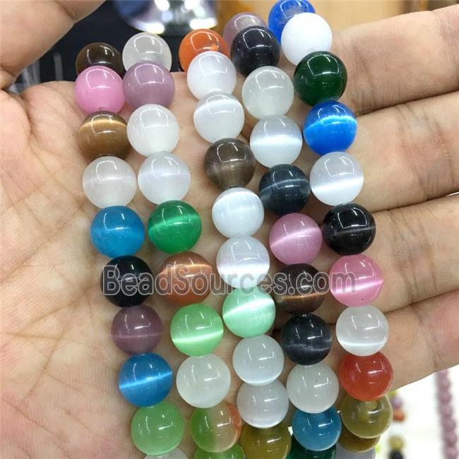 round Cats Eye Stone Beads, mixed color