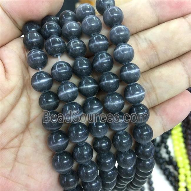 darkgray round Cats Eye Stone Beads