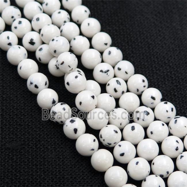 White Synthetic Spot Bodhi Jasper Beads Round Smooth