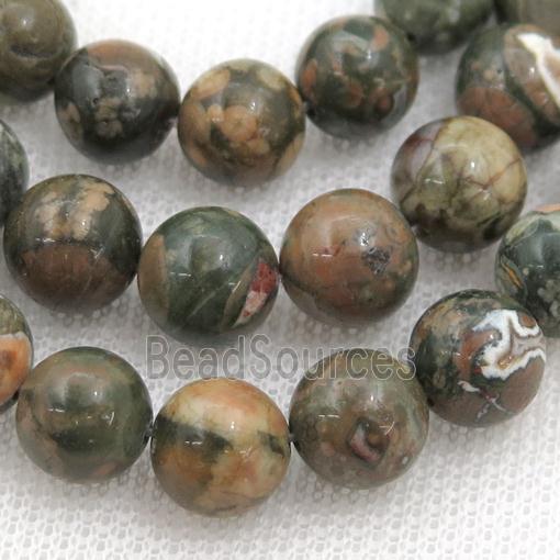 green Rhyolite Beads, round