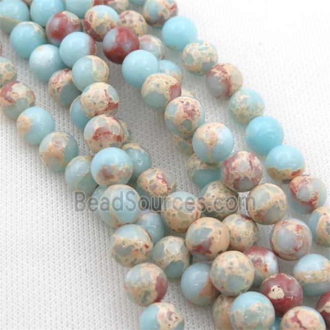 Synthetic Snakeskin Jasper Beads Smooth Round Blue