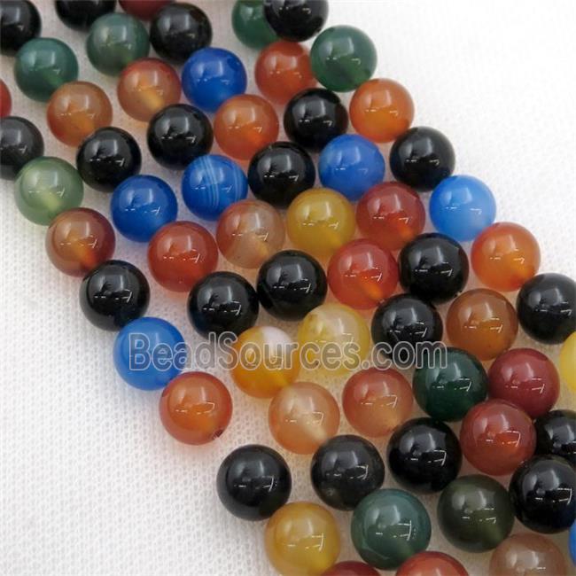 round Agate Beads, round, mixed color