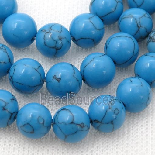 blue synthetic Turquoise Beads, round