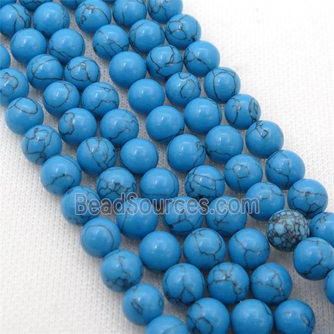 blue synthetic Turquoise Beads, round