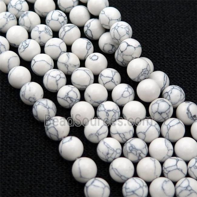 white synthetic Turquoise Beads, round