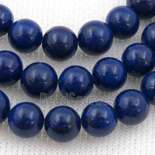 round Lapis Beads, blue dye