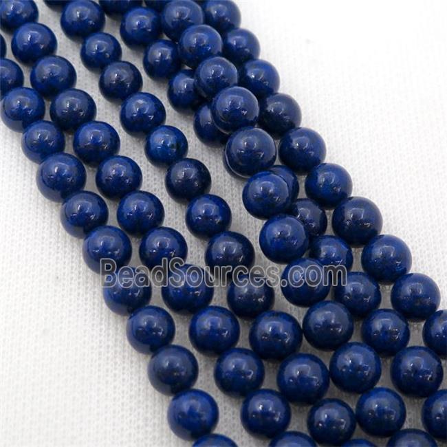 round Lapis Beads, blue dye