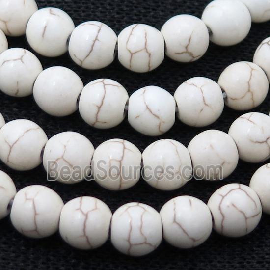 white synthetic Turquoise Beads, round