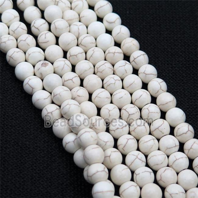 white synthetic Turquoise Beads, round