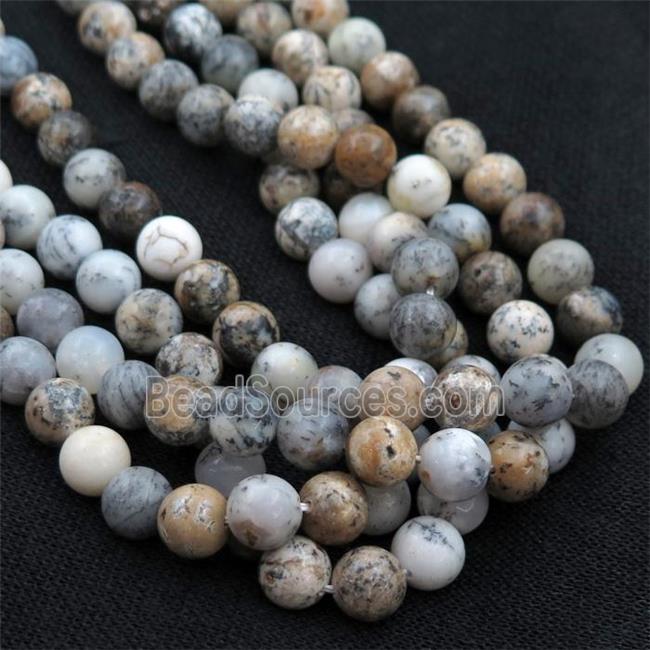 white Moss Opal Stone Beads, round