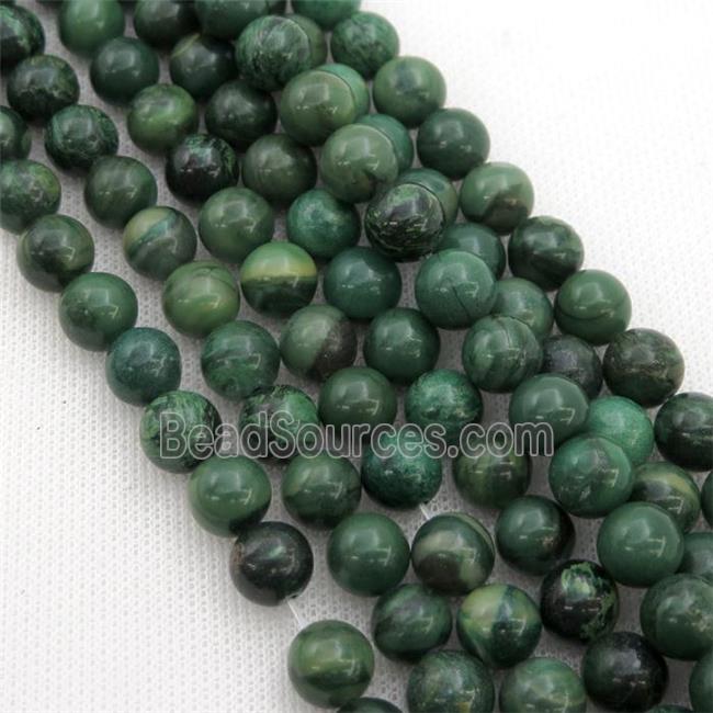 green African Verdite beads, round