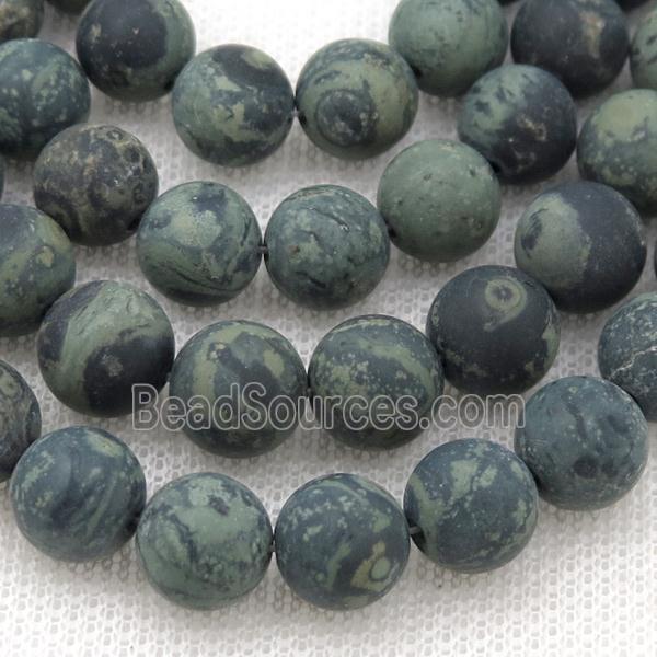 round green Kambaba Jasper Beads, matte