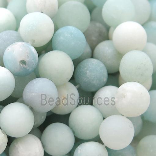 round blue Amazonite Beads, matte