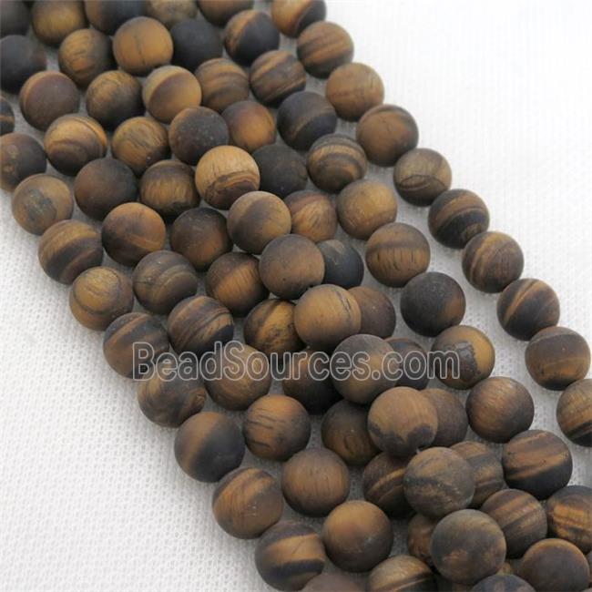 round Tiger Eye Stone Beads, matte