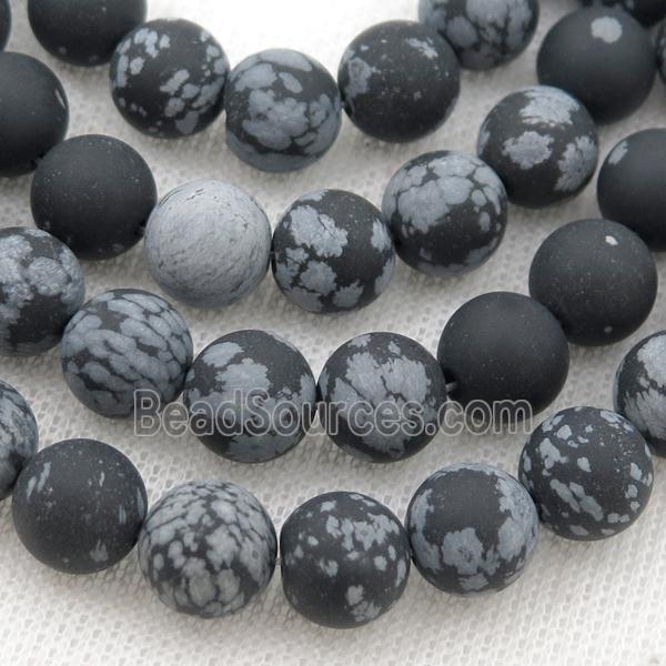 round black Snowflake Jasper Beads, matte